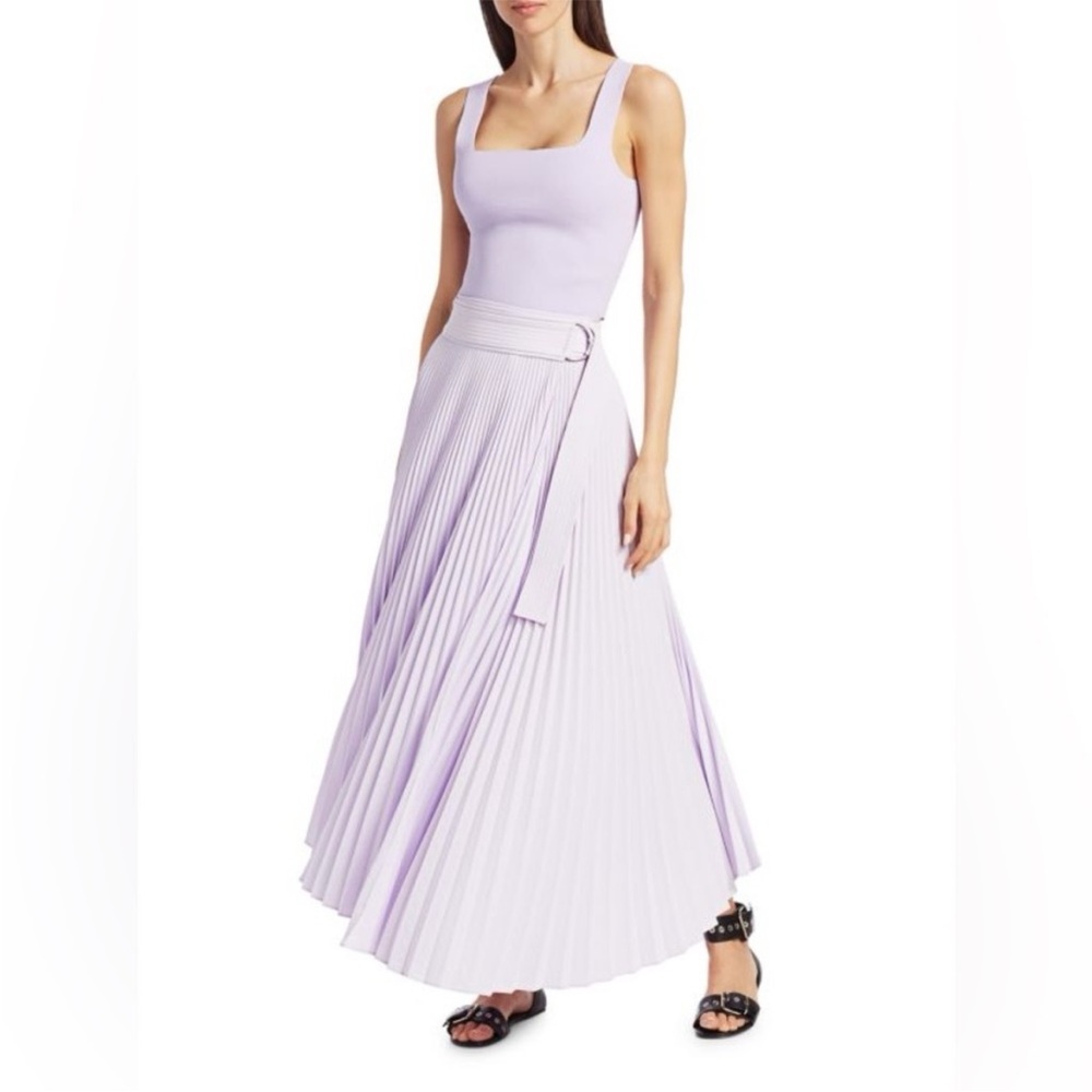ALC lavender pleated Maxi A-Line Skirt with Tie Front